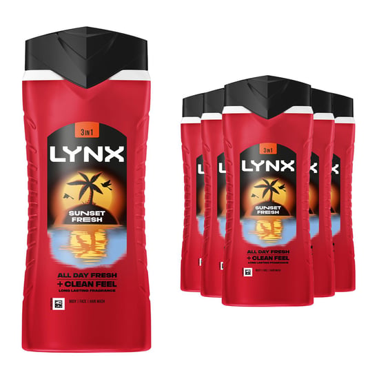 Lynx Men Sunset Fresh 3 in 1 Body Wash with Long Lasting Fragrance 500ml, 30 Pk - Image 1