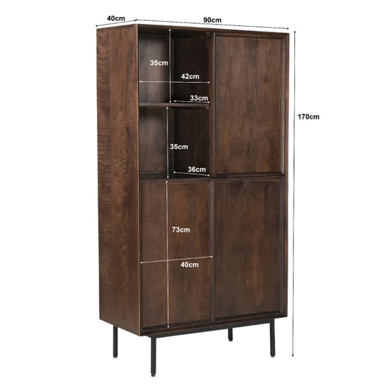 Livingfurn kabinetkast ravenstein brown 40x170x90cm - Image 5