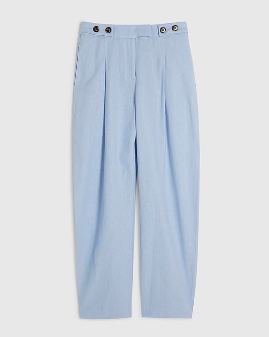 River Island Womens Barrel Trousers Blue Linen Blend Tailored - Image 6