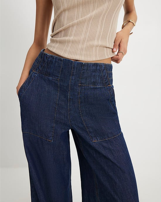 River Island Womens Wide Leg Jeans Blue Pull On - Image 4