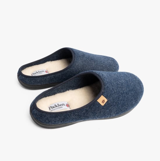 Padders FELIX Mens Slippers Blue Felt - Image 5