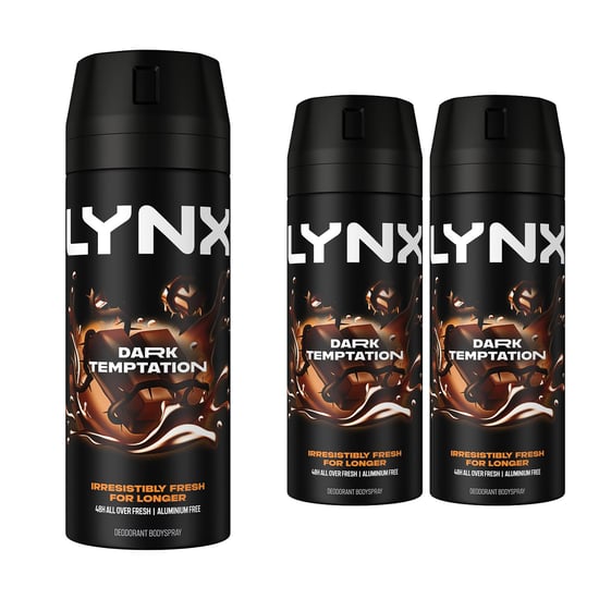 Lynx Body Spray Dark Temptation 48-H High Definition Fragrance Deo, 3x150ml - Image 1