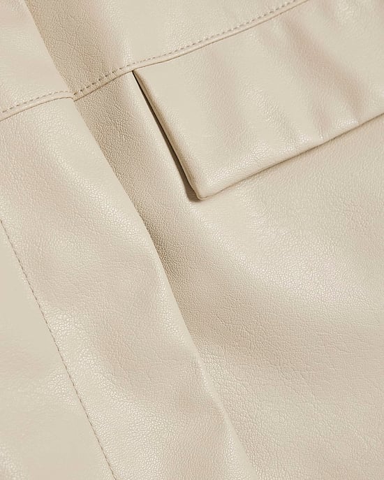 River Island Womens Overshirt Cream Faux Leather Cropped - Image 5