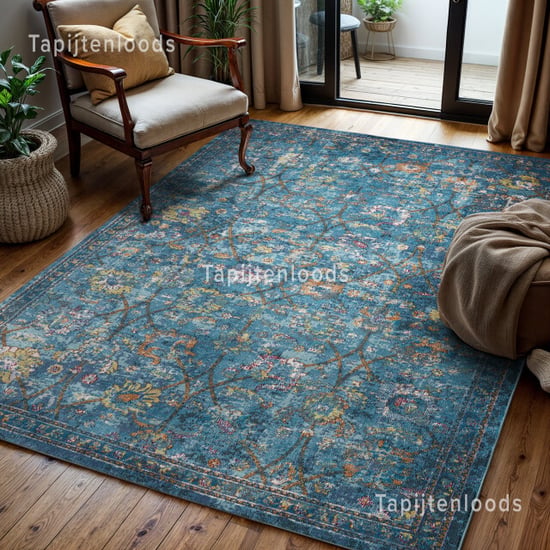 Muratap Picasso sarough vintage vloerkleed blauw laagpolig- 160x230 cm - Image 1