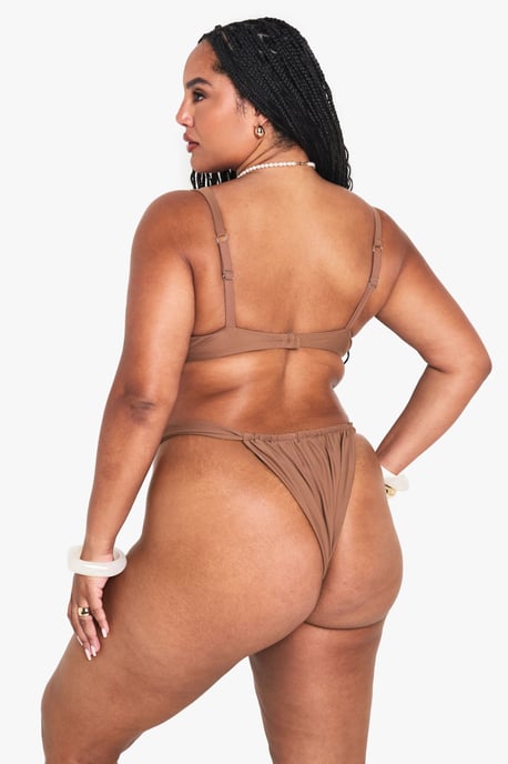 Plus Shell Trim Ruched Tanga Bikini Bottoms - Image 2
