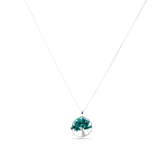 Luxenter budleia-halsband tillverkat av metallegering och naturlig turkos rodiumpläterad finish - Image 1