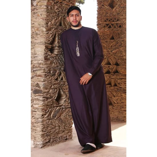 Men's Purple Thobe Arab Saudi Emirati Islamic Clothing Jubba Robe - Image 2