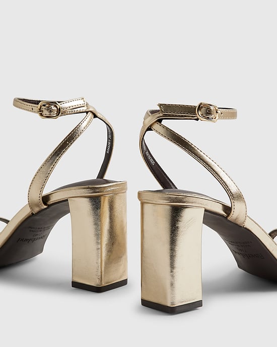 River Island Womens Heeled Sandals Gold Wide Fit Open Toe - Image 4