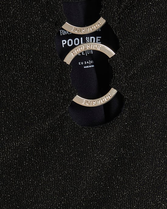 River Island Womens Swimsuit Black Metallic Silver Ring - Image 5