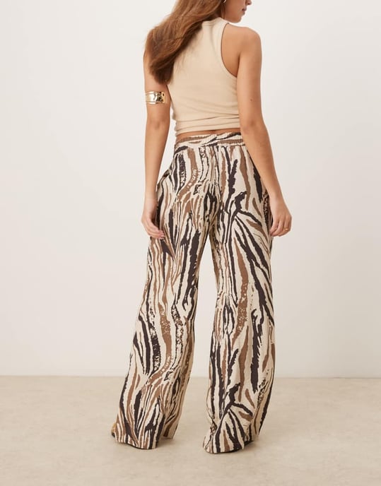 JDY wide leg trousers in tonal zebra print - Image 3