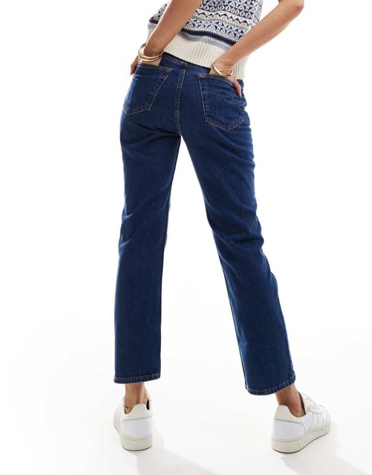 Abercrombie & Fitch ultra high rise ankellång rak benjeans i blå tvätt - Image 3