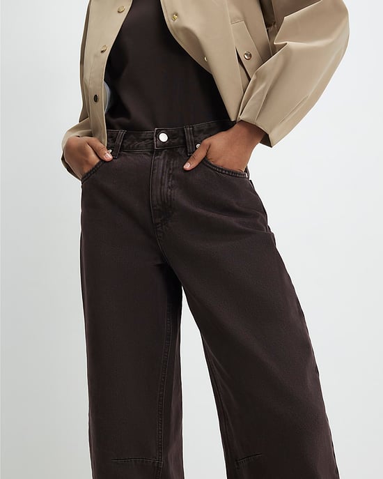 River Island Womens Wide Leg Jeans Brown High Waisted Baggy - Image 2