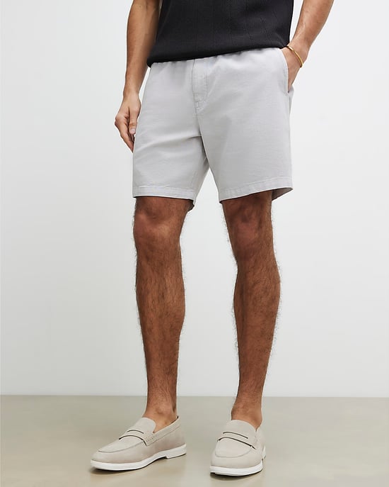 River Island Mens Shorts Grey Regular Fit Linen Pull On Zipped Button - Image 1