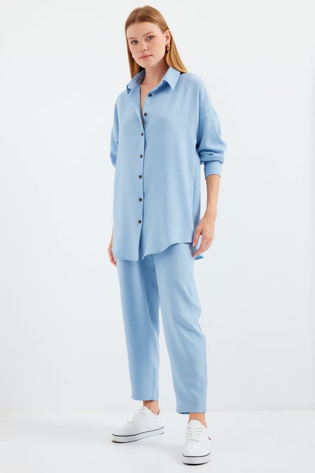 Linnenmix Lange Mouwen Shirt en Broek Set - Image 4