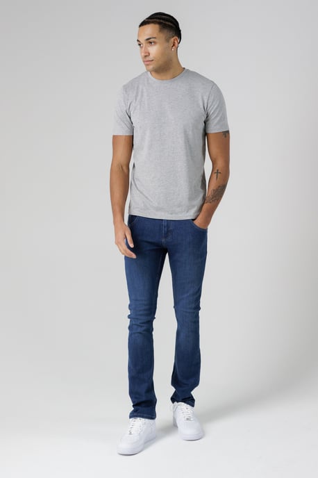 Blue Organic Cotton Blend Slim Fit Mid-Rise Denim Jeans - Image 1