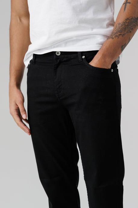 Black Organic Cotton Blend Slim Fit Mid-Rise Denim Jeans - Image 4