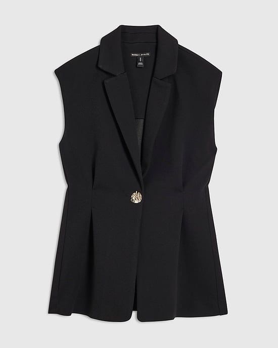 River Island Womens Blazer Black Sleeveless Cinched Waist Collared - Image 6