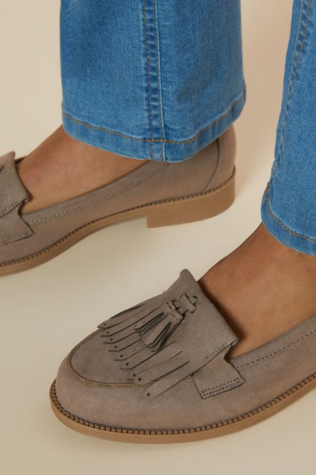 Dorothy Perkins Womens Loafer Flats Taupe Faux Leather Day to Night Spring Summer - Image 4