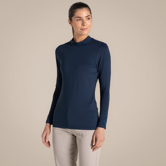 Craghoppers Womens/Ladies Nosilife Mock Neck Long-Sleeved Golf T-Shirt (Blue Navy) - Image 5