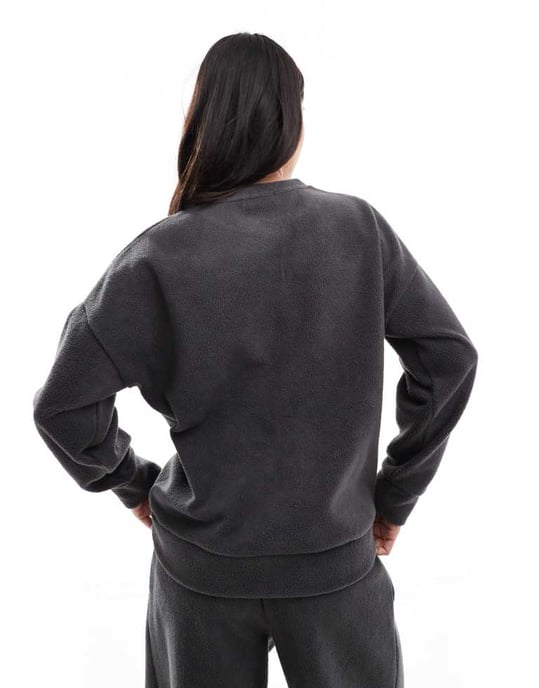 Miss Selfridge fleece sweatshirt in charcoal - Image 3