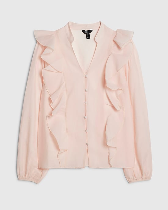 River Island Womens Shirt Pink Long Sleeve Frilled Detail V-Neck - Image 6
