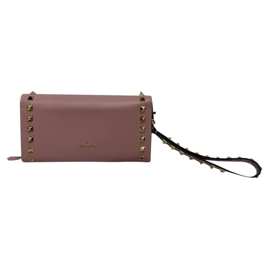 Valentino Garavani Rockstud Flap Continental polsportemonnee in roze leer - Image 1