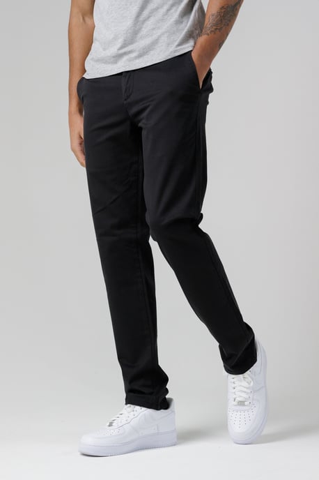 Black Organic Cotton Blend Slim Fit Classic Chinos - Image 2