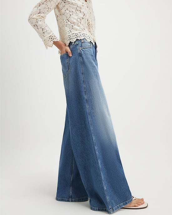 River Island Womens Wide Leg Jeans Blue Elasticated Back - Image 4