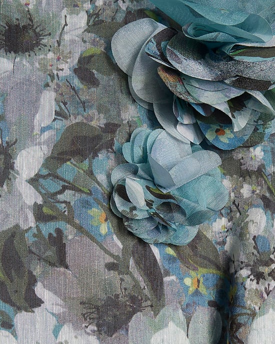 River Island Womens Midi Dress Blue Floral 3D Corsage Short Sleeve - Image 5