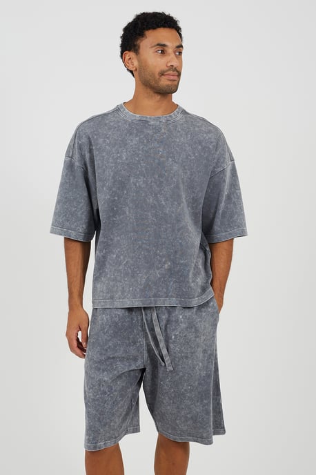 Grey Oversized T-Shirt & Shorts Set - Image 2