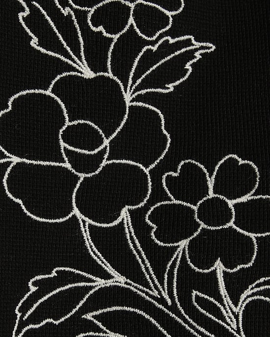 River Island Mens Shorts Black Regular Fit Floral Embroidered Detail - Image 5