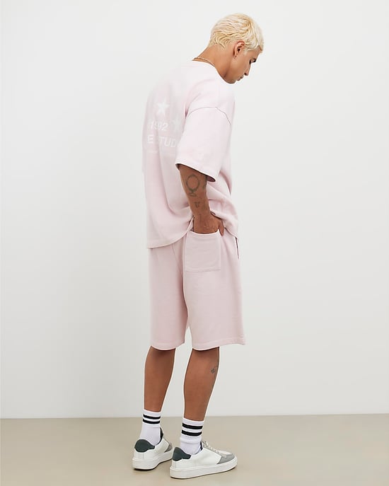 River Island Mens Shorts Pink Oversized Fit Lisiere Graphic - Image 4