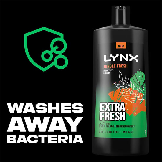Lynx 3 in 1 Body, Face & Hair Wash Shower Gel Extra Fresh Jungle Fresh 700ml - Image 6