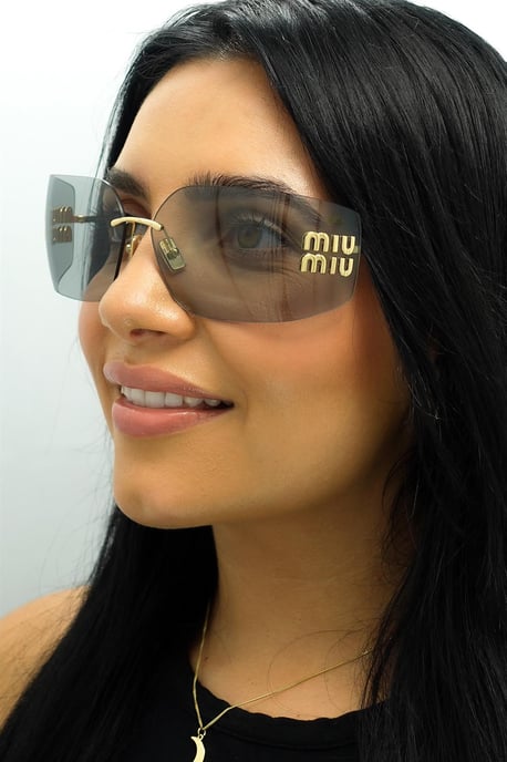 Miu Miu Rimless Womens Gold Light Grey MU54YS - Image 5