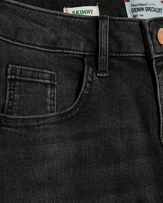 River Island Womens Skinny Jeans Black Mid Rise - Image 6