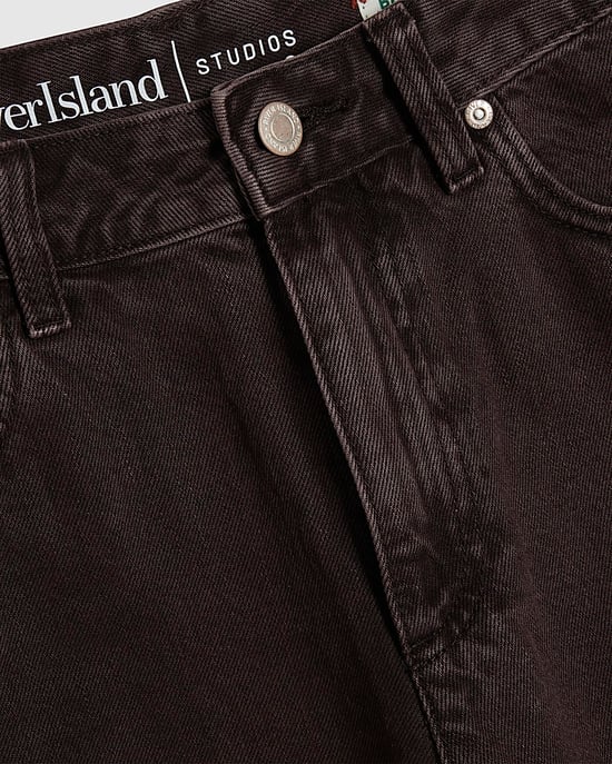 River Island Womens Wide Leg Jeans Brown High Waisted Baggy - Image 5