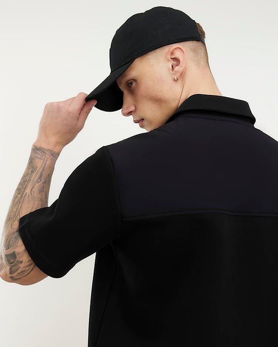 River Island Mens Shirt Black Regular Fit Premium Short Sleeve - Image 3
