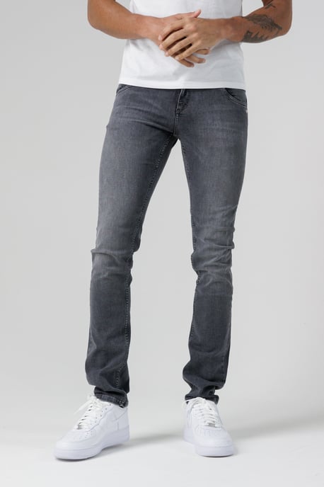Grey Organic Cotton Blend Skinny Mid-Rise Denim Jeans - Image 1