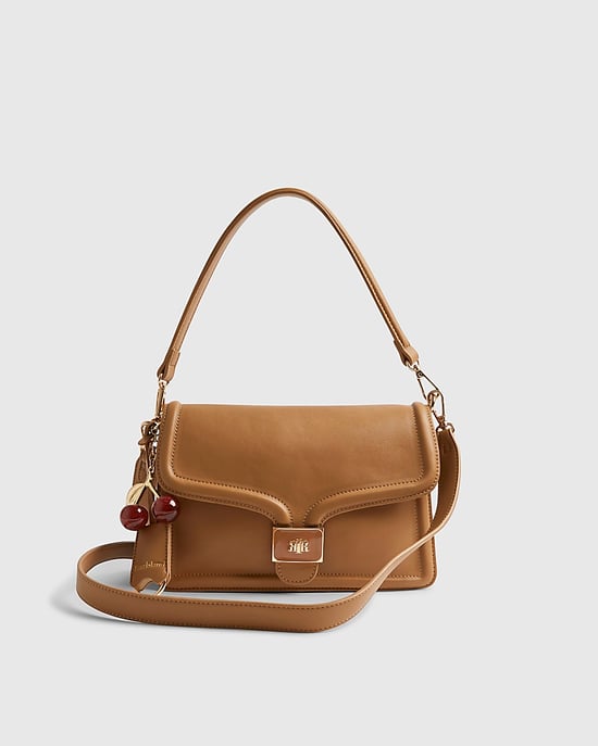 River Island Womens Shoulder Bag Beige Tab Front Cherry Charm - Image 4