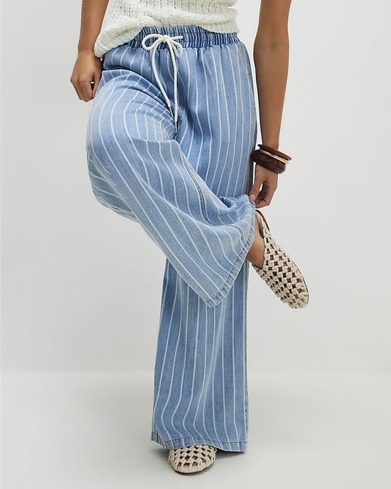 River Island Womens Wide Leg Jeans Petite Stripe Pyjama Style - Image 2