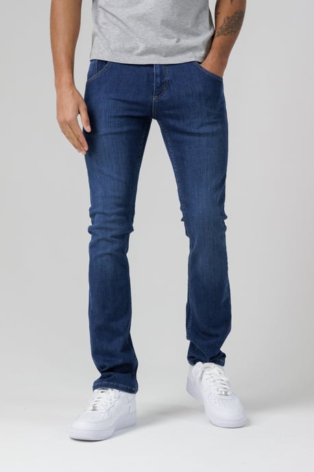 Blue Organic Cotton Blend Slim Fit Mid-Rise Denim Jeans - Image 2
