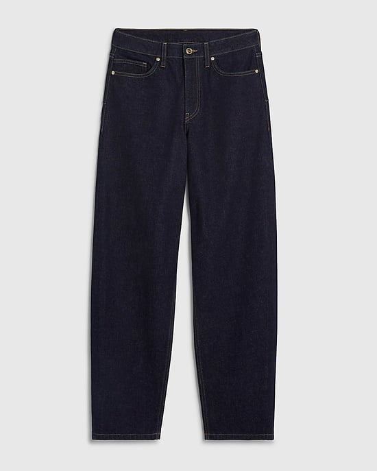 River Island Womens Barrel Leg Jeans Blue Button Zip - Image 5