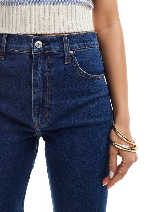 Abercrombie & Fitch ultra high rise ankellång rak benjeans i blå tvätt - Image 4