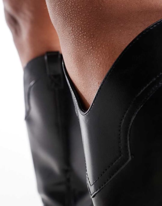 ASOS DESIGN Curve Claudia western knee boots in black - Image 4