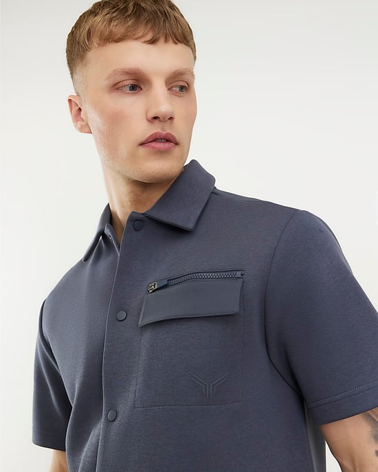 River Island Mens Shirt Grey Premium Regular Fit Nylon Short Sleeve - Image 4