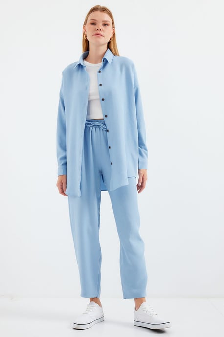 Linnenmix Lange Mouwen Shirt en Broek Set - Image 3