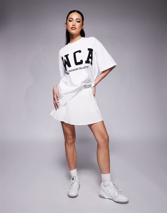 Weekend Collective Icon oversized t-shirt med broderad WCA grafik i vitt - Image 4