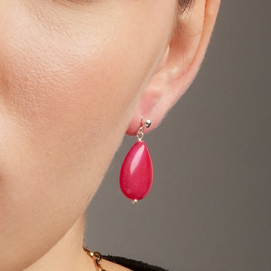 Luxenter oorbellen, 925 sterling zilver, kenitna en roze agaat, gerhodineerd - Image 4