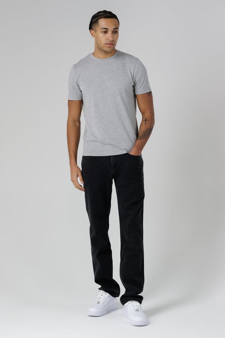 Black Organic Cotton Blend Slim Fit Straight Leg Mid-Rise Denim Jeans - Image 3