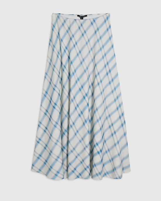 River Island Womens Maxi Skirt Blue Check Elasticated Waist - Image 6